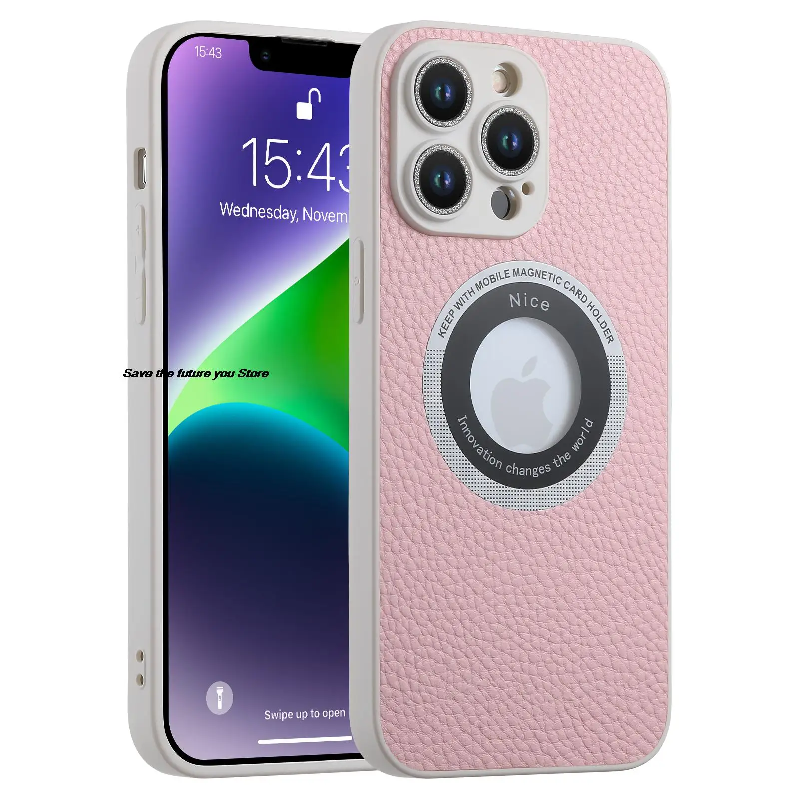 

Fashion Magnetic Leather Phone Case For Iphone 11 12 13 14 Pro Max 14Plus Lens Film Wireless Charge For IPHON 12 13Pro 14 Promax