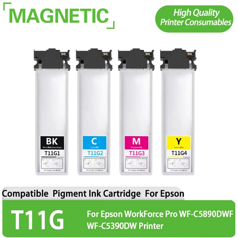 

Europe T11 11 T11G1-T11G4 T11F T11H T11H1 Pigment Ink Cartridge With Chip For Epson WorkForce Pro WF-C5890DWF WF-C5390DW Printer