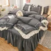 Europe Bed Linen Smooth Twin Full Queen King Size Bed Sheet Home Decor 1PC Bed Skirts Princess Style Bedspread Cover with Skirt 2