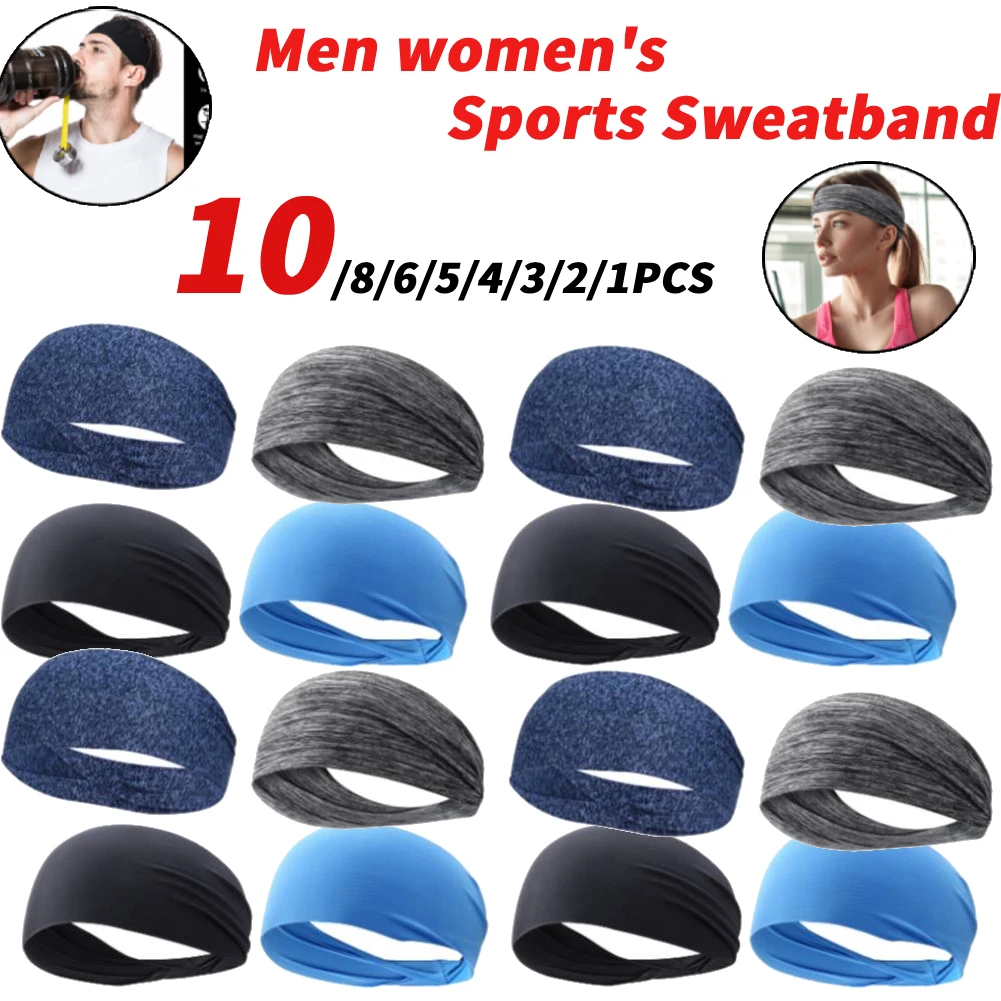 Sports Headbands 10-1PC Sports Hair Band Men Ultra-Thin Hair Band Sports Men Sweat Quick Drying Black Bands cycling Yoga headband Women