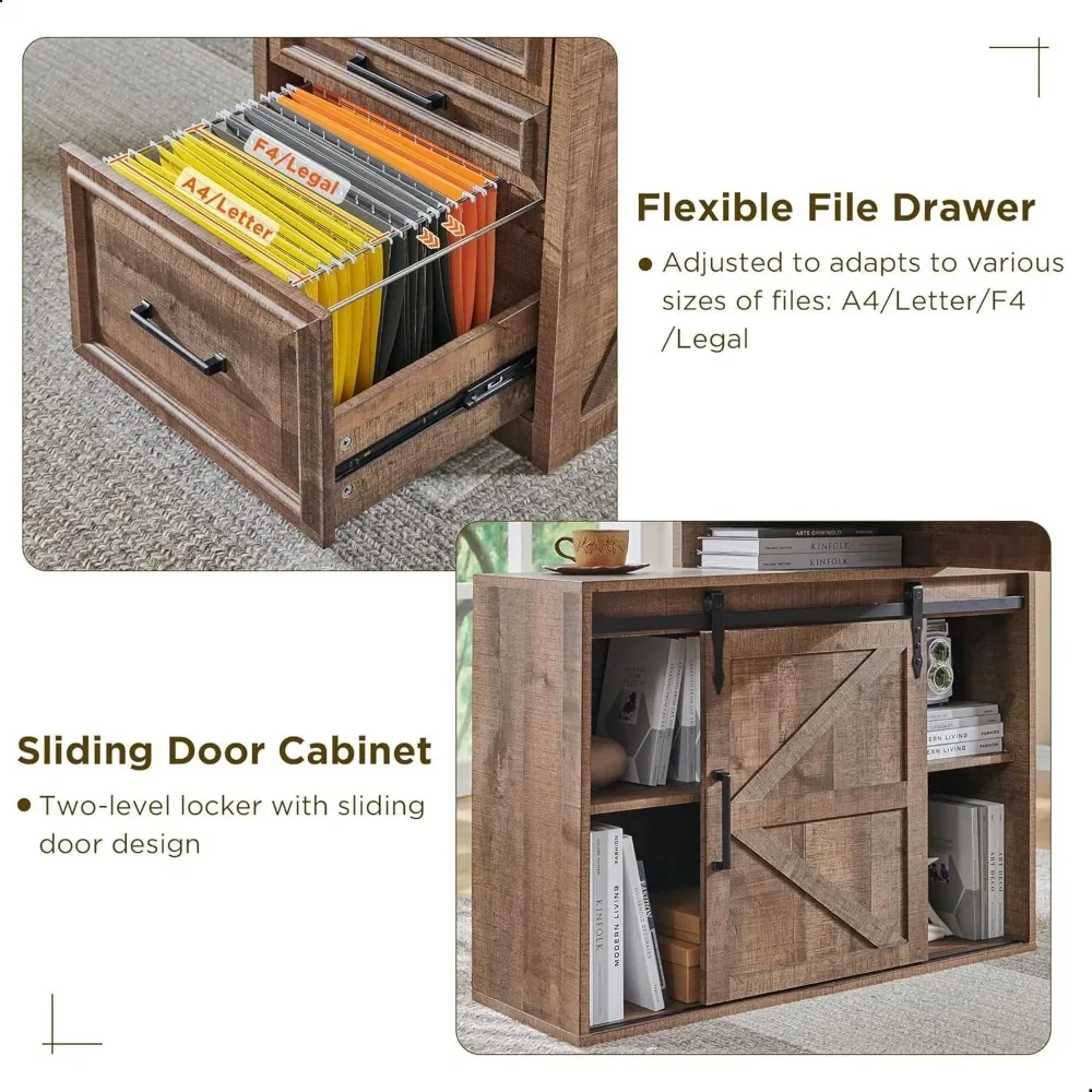 Computer Desk with Darwers Storage Cabinet, Home Office Desk with File Drawer, Gaming Desk with Monitor Stand 6