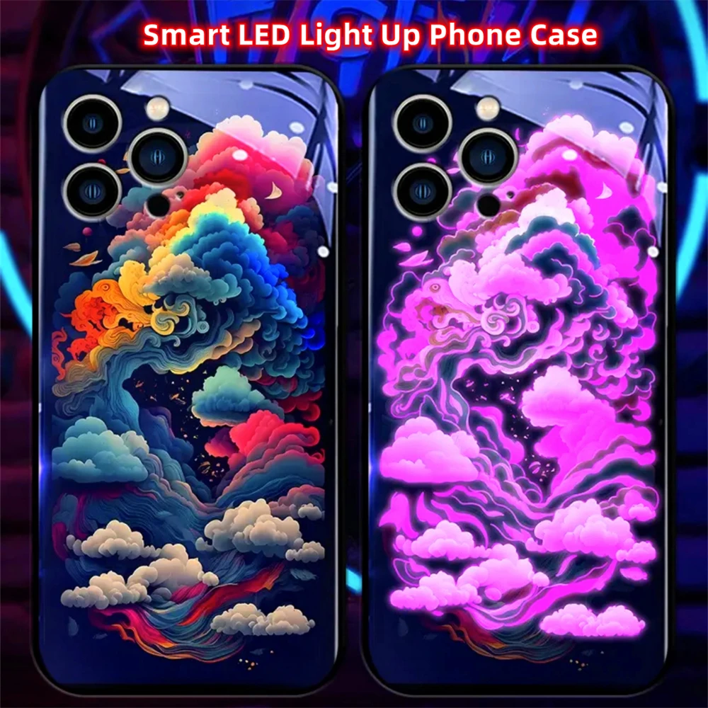 Popular Luxury Landscape Voice Controlled Smart Luminous LED Phone Case For Samsung S24 S23 S22 S21 S20 FE Note 10 20 Plus Ultra