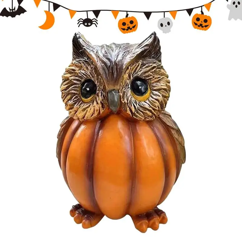 

Статуэтка совы в виде тыквы, полимерная настольная статуэтка совы для Хэллоуина, художественная Статуэтка из смолы для патио, лужайки, крыльца