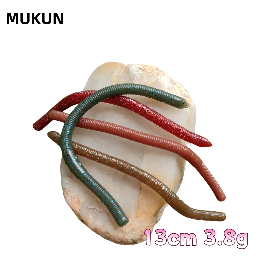 MUKUN Lot de 10 leurres souples à descente lente 3,8 g 130 mm, imitation vers de mer et de terre, pour la pêche à la ligne_voghion.com