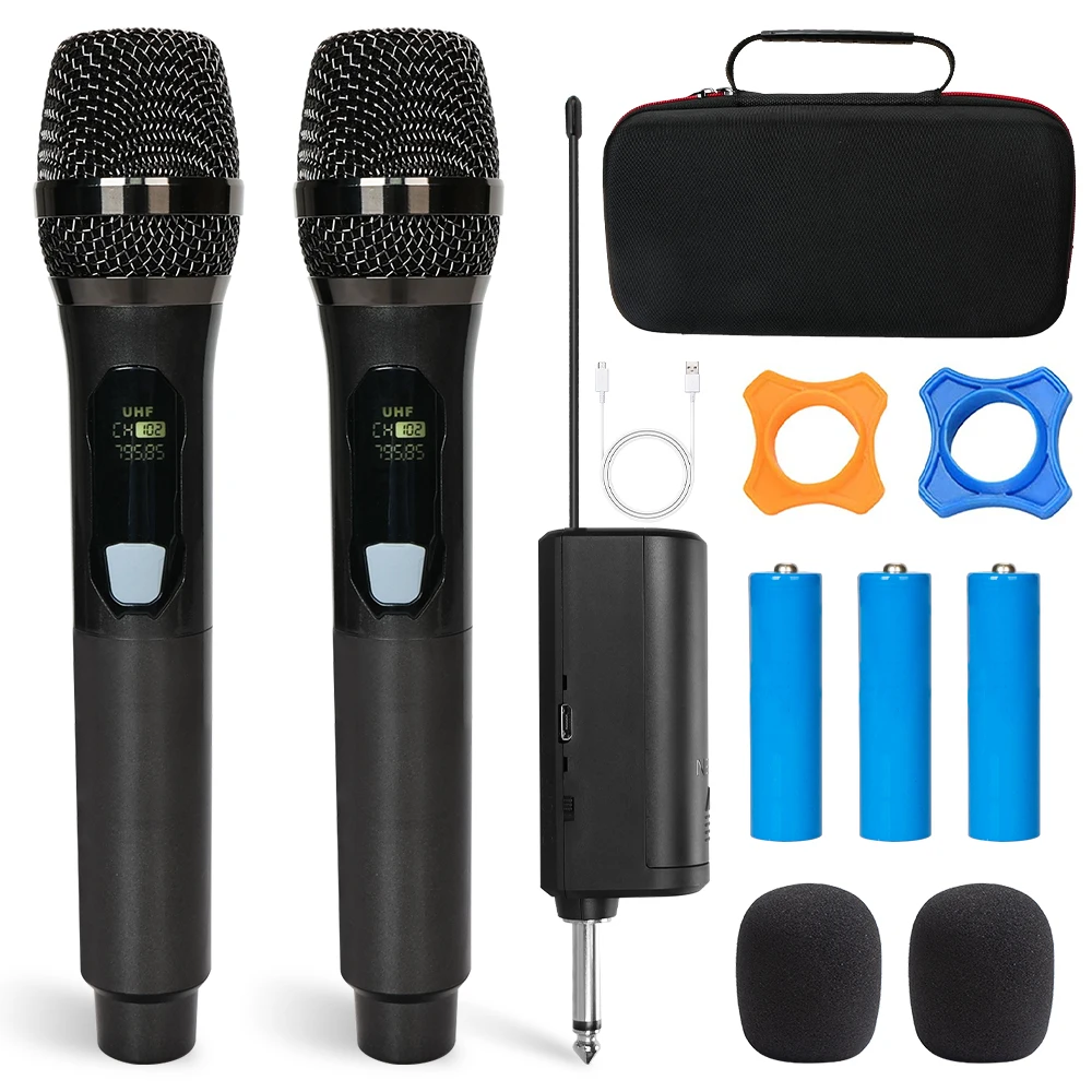 Microphone sans fil UHF aste avec batterie, récepteur aste, convient