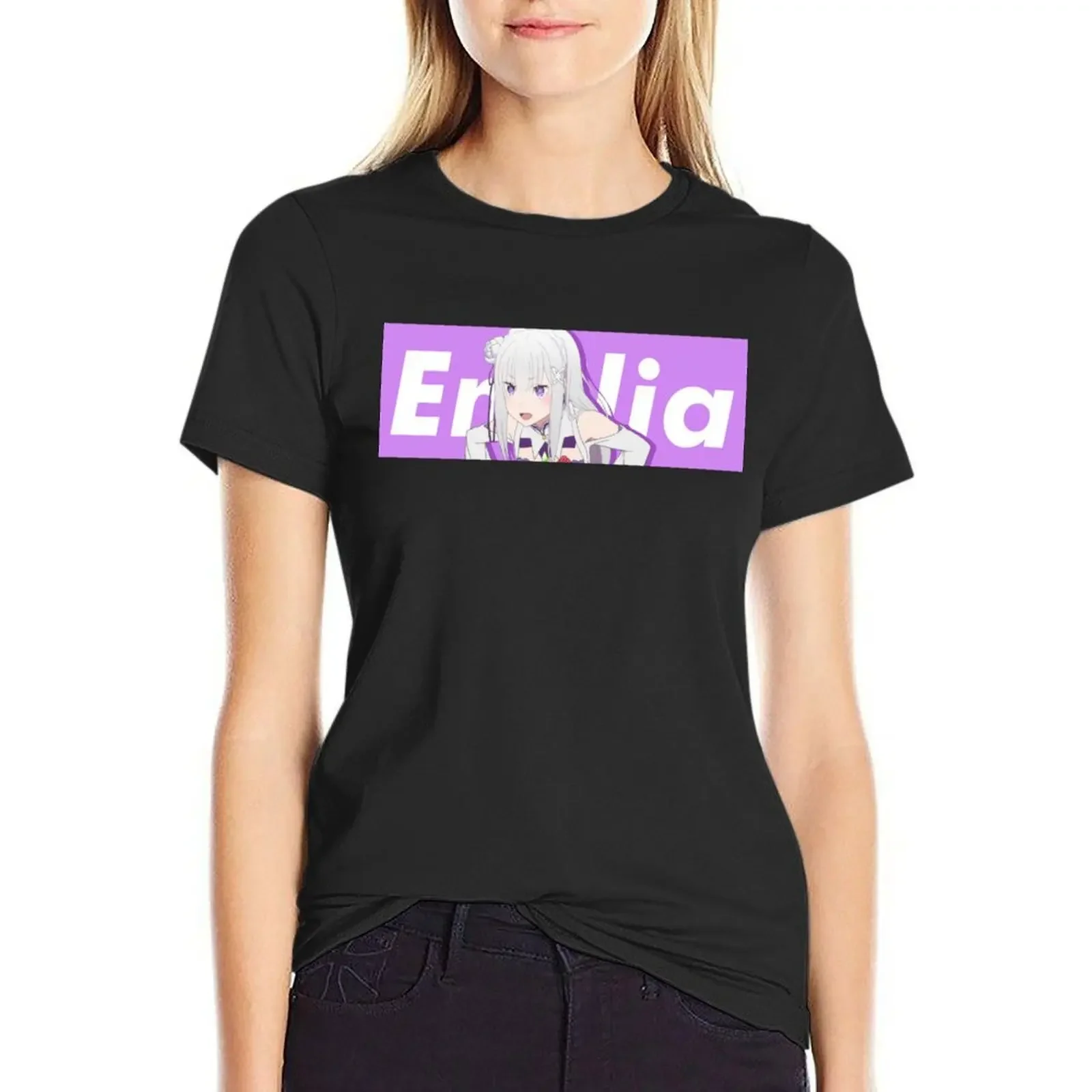 

Emilia - Re:Zero - Banner 2 T-Shirt tees kawaii clothes cute clothes Women's cotton t-shirt