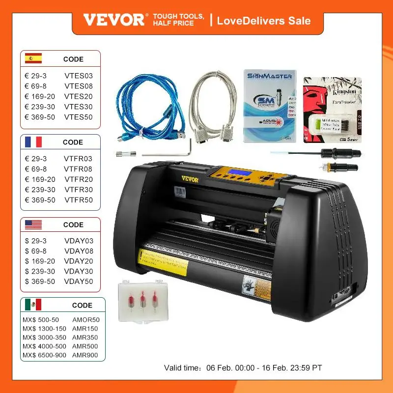 Bisujerro 350mm Plóter de Corte 14 Pulgadas Máquina de Plotter Plóter Máquina para Hacer Signo con Escáner Signmaster Software Cutter Plotter (350mm-B)