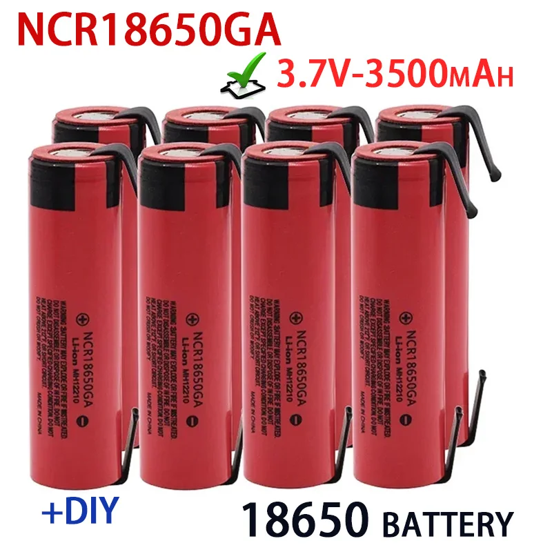 

100% brand new NCR18650GA 30A discharge 3.7V 3500mAh rechargeable lithium battery+DIY nickel for toy flashlights 18650 battery