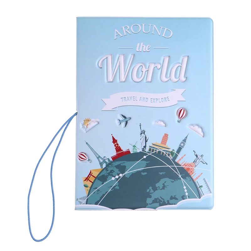 

Women Travel Passport Holder ID Cover Business PU Leather Wallet Case Plane Striped Women Men Passport Cover Travel Accessories