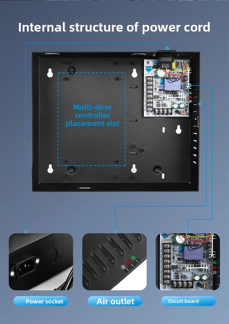 Multi door Controller Power Box Access Control Board Case Magnetic Lock Electric