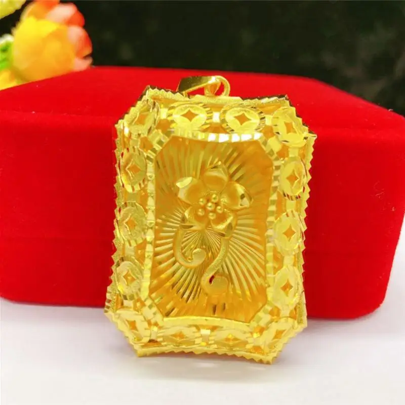 HOYON 24k Gold Color True Pure Men's Jewelry 2022 Trend New Two Gold Jewelry with Flower Necklace Pendant Wedding Gift for Wife