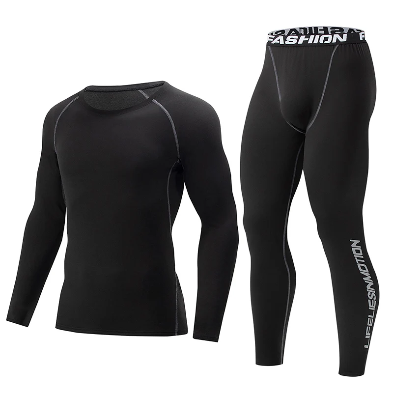 Men's warm corset Ski warm suit Corset jacket and trousers Men's fitness pants shirt running yoga athletes sports pants 2-piece