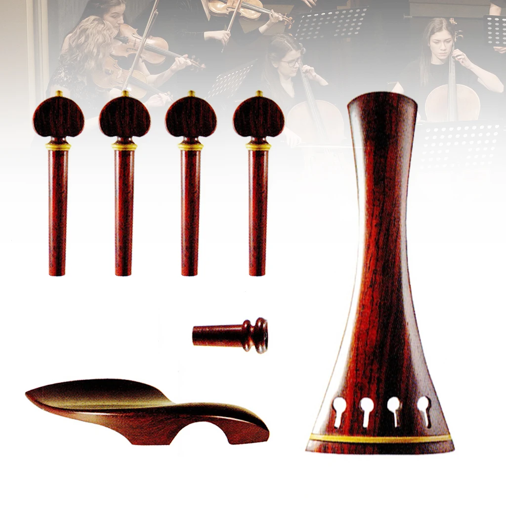 

Hill Style Rosewood Violin Parts 4/4 Tailpiece 4PCS Turning Pegs Endpin Chinrest Full Set For Handmade Fiddle Parts Acessories