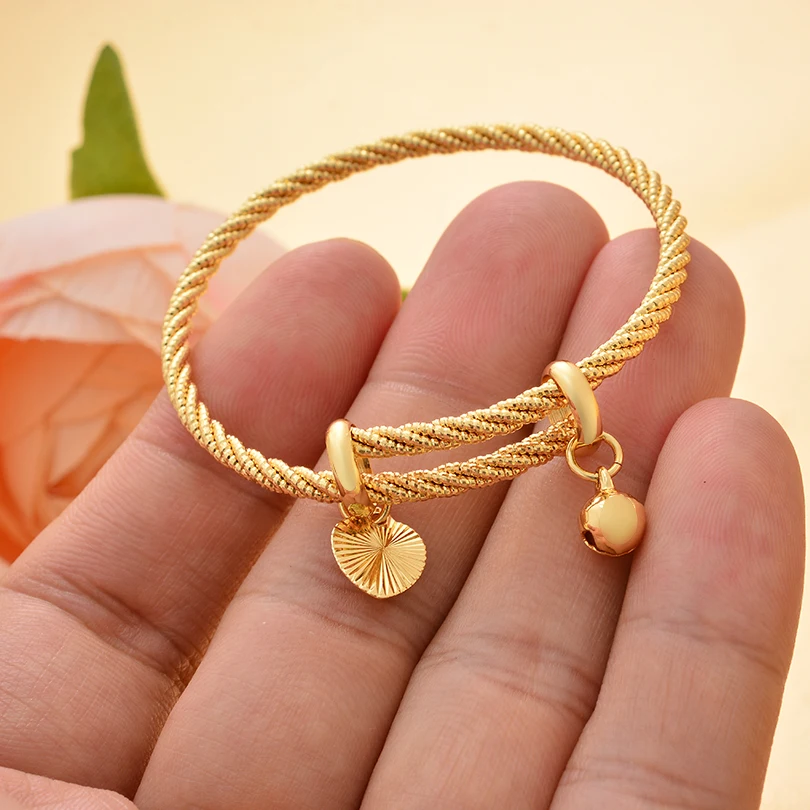 Dubai Gold Color Bell Bangle&bracelet for Girls/Baby/Kids