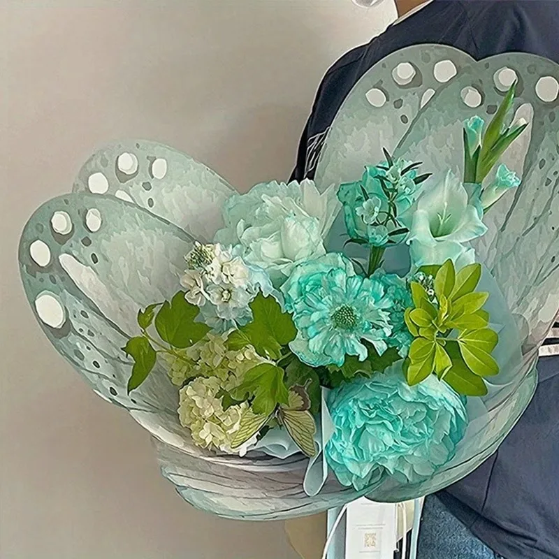 화려한 나비 포장지, 창의적인 크리스탈 나비 크라프트지, 꽃다발 선물 포장 용품