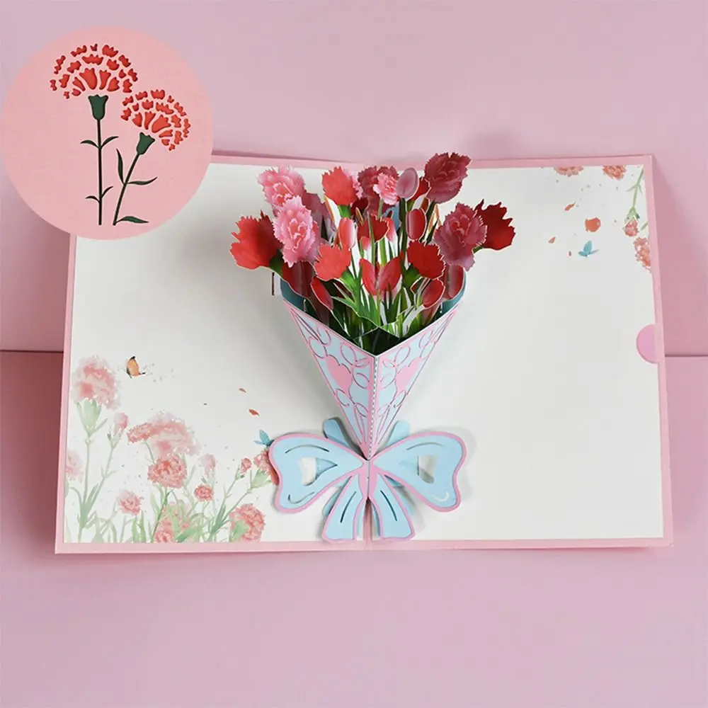 3D Bouquet Card Blessing Card Gift for Mothers Day Mom Wife Teacher's Day Pop Up Flower Greeting  All Occasions