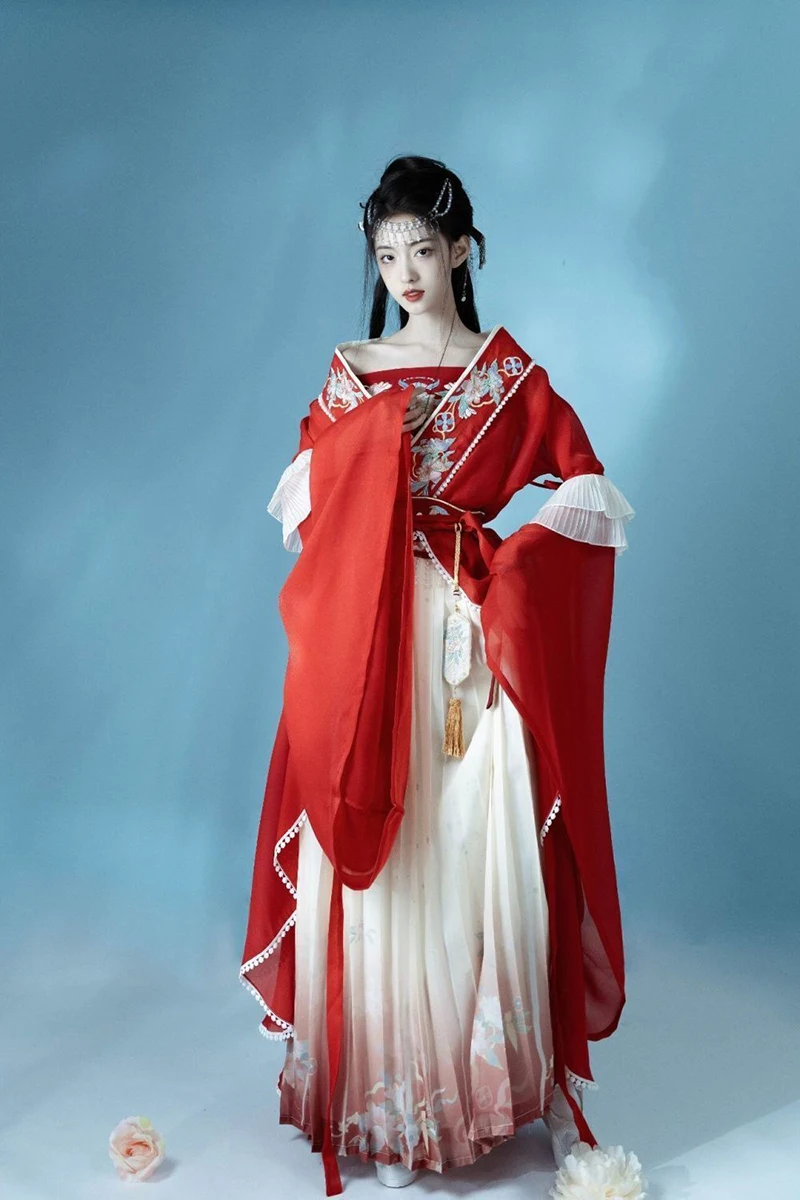 

Chinese Hanfu Dress Women Ancient Traditional Embroidery Hanfu Female Fairy Cosplay Costume Dance Dress Red&Purple Hanfu Dress
