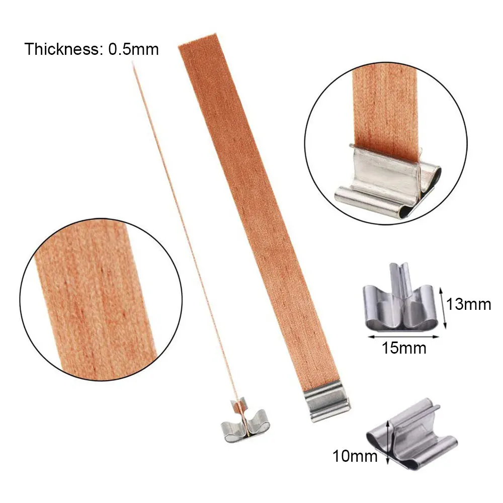 Description Picture 4 of itemFor fun 30pcs Wooden Candle Wick With Clip Base Craft Wicker Paraffin Beeswax Burning Smokeless Wick Candle Making Supplies