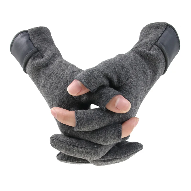 F Winter Thicken Knitted Gloves Outdoor Thermal Windproof Driving Mittens  3-Cut Fingers Gloves Men Fishing Ice Fishing Hunting - AliExpress