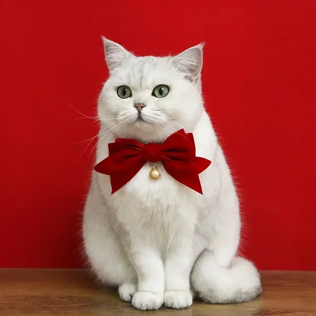 Beautiful Cat Neck Strap Comfortable Pet Bowtie Safe Buckle Dress-up Pet Kitten Cat Velvet Bowknot Collar Small Dog Cat Supplies 2