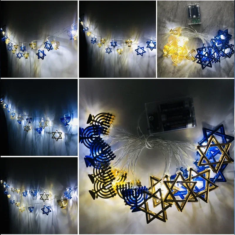 

1,65 м, 10 светодиодов, Chanukah hanukka светильник String, подсвечник для украшения дома, украшение для еврейских искусств, лампа с питанием от батареи, подарки