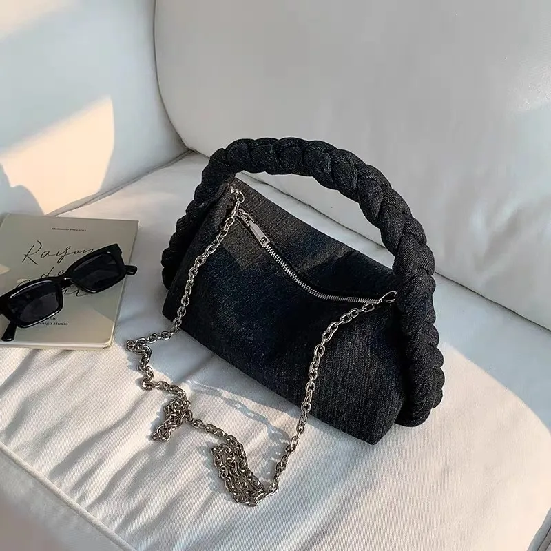JIAERDI Vintage Denim Handle Messenger Bag Purse Women 2025 New Chain Casual Crossbody Bags Wallet Ladies Retro Dumpling Bag Y2k