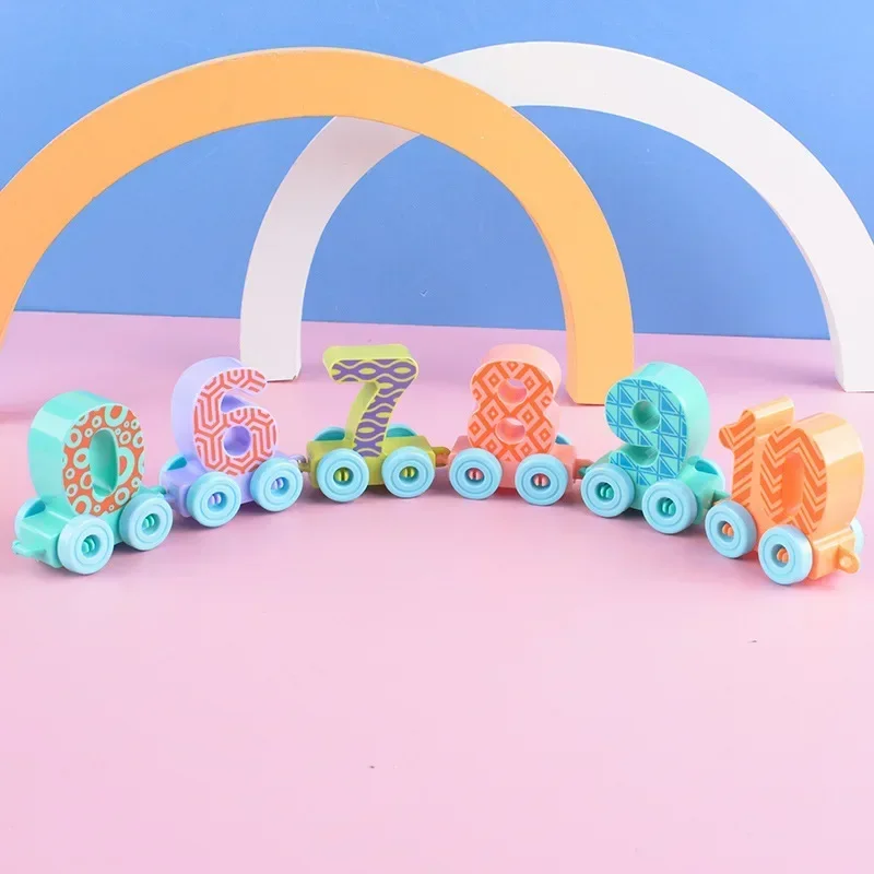 Colorful Toddler Digital Little Train Toys Children's Puzzle Block Assembly Interactive Toy 1-3y