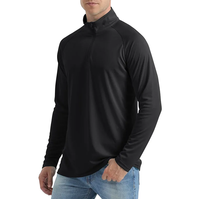 Men's UV Protection T-shirts 1/4 Zip Long Sleeve Quick Dry Outdoor T Shirt Hiking Fishing Camping Climbing Pullover sport t shirt long sleeve t shirt