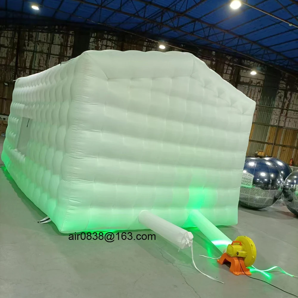 White Black Inflatable Nightclub Tent With Windows Lighting Night Club Cube Disco Music Bar Tent Wedding Photo Booth For Event 6