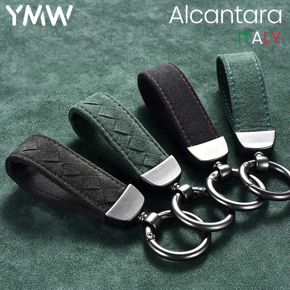 

YMW ALCANTARA Car Key Chain Keyring Braided Woven Rope Keychain Artificial Leather Men Women Hand-woven Hanging Buckle