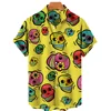 Skull Print Hawaiian Shirt Men Summer Short Sleeve Loose Beach Breathable Hip Hop Harajuku Top Oversize 5XL 6
