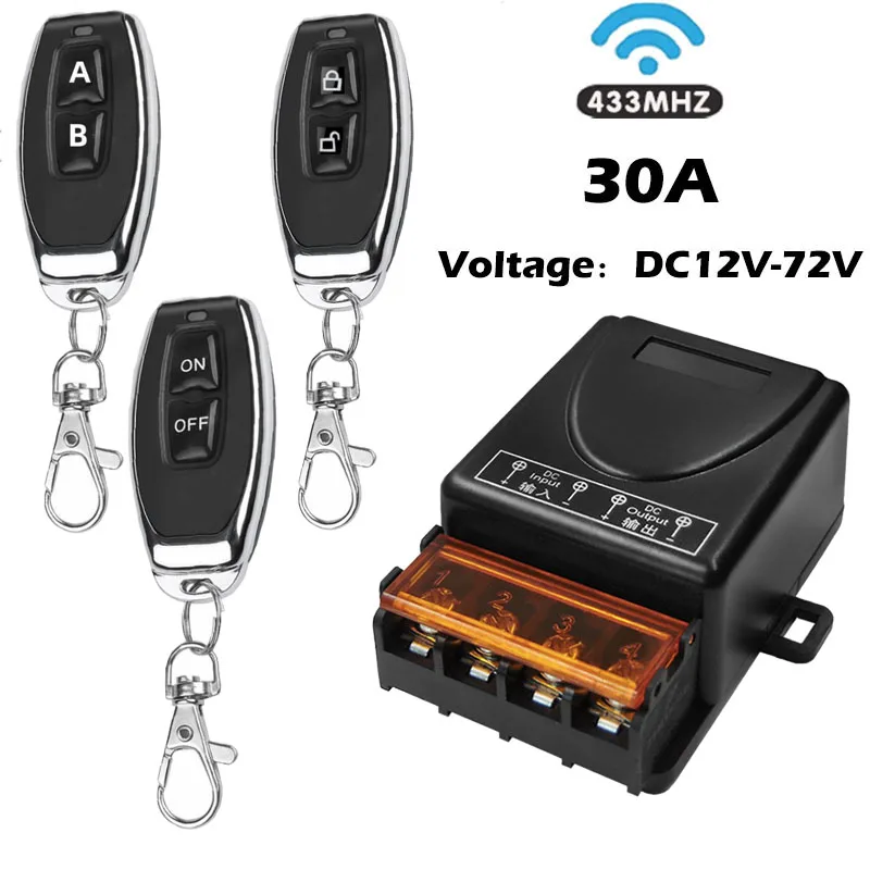 433Mhz-Remote-Control-Switch-DC-12V-30A-High-Power-On-off-Key ...