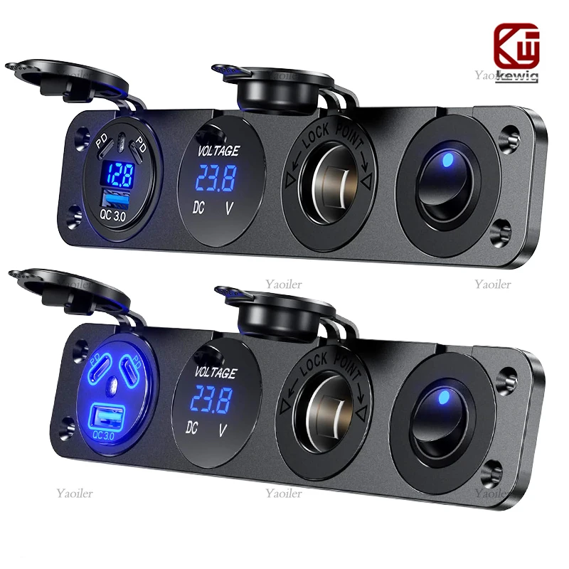 USB Car Charger 4 Port 12V ชาร์จเร็ว PD QC3.0 กันน้ำ สำหรับรถยนต์ รุ่น Premium