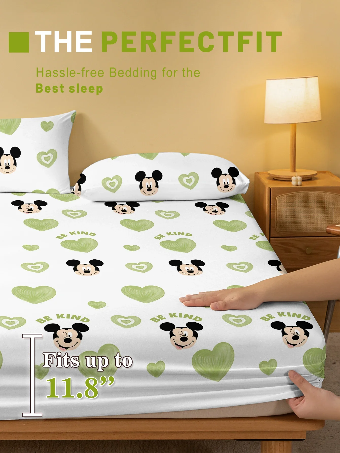 1 cartoon cute Mickey digital printed frosted Fitted Sheet,bedroom printed bed cover,bedding(No pillowcase) 5