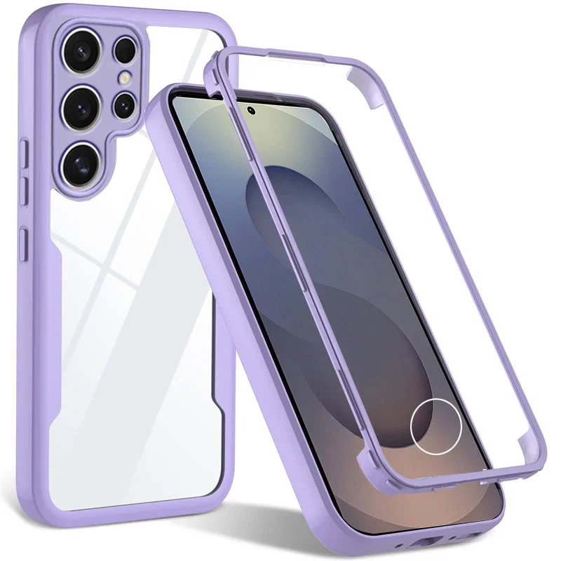 360° Clear Shockproof Phone Case with Silicone Soft Frame and Screen Protection Cover