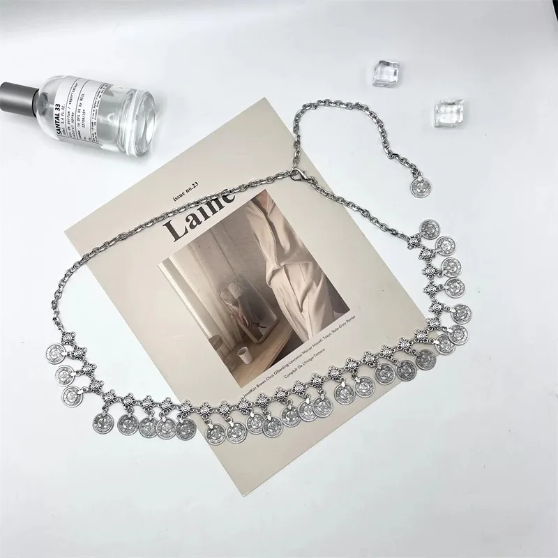 Neue böhmische lange Münze Anhänger Taille Kette Damen Retro Ethno-Stil Metall Mode Gürtel – Detail 5