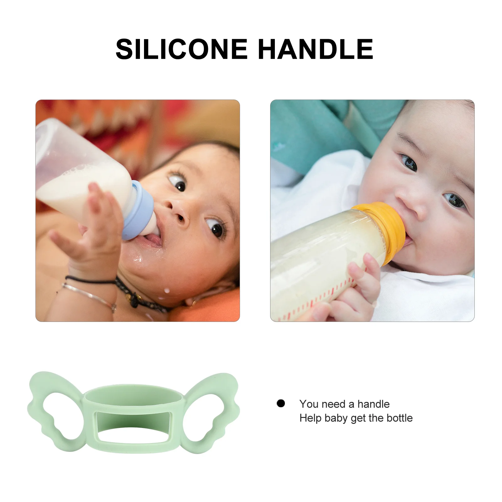 Upgraded Hollow Double Handle Food Grade Silicone Baby Feeding Bottle Handles Milk Bottle Grips Feeding Accessories