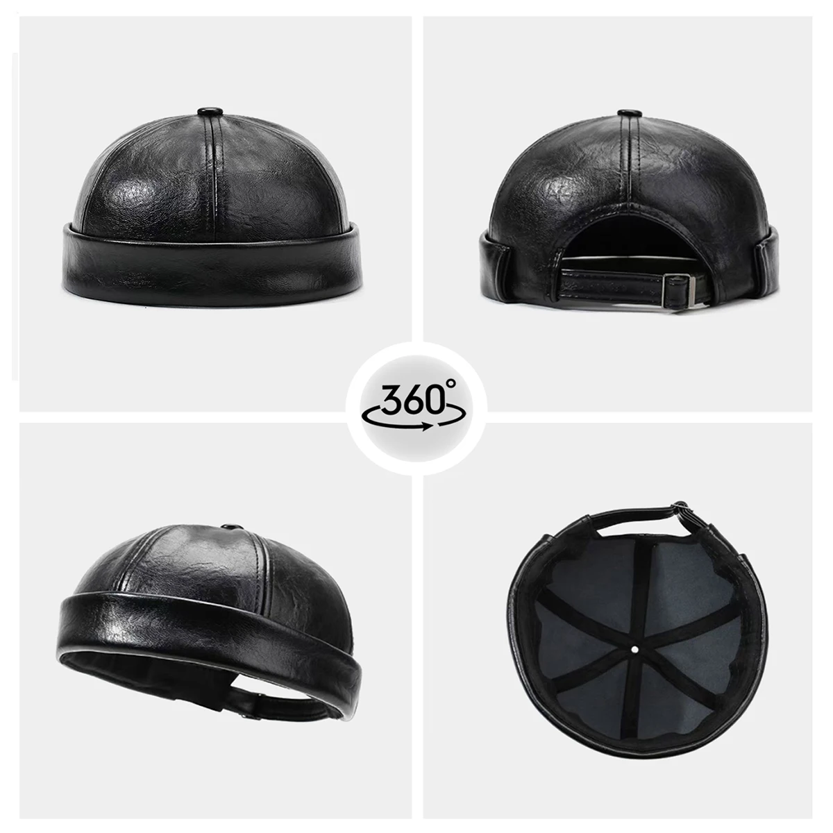 New Autumn and Winter Leather Hats for Middle-Aged and Elderly People, Melon Skin Hats for Men, Landlord Hats, Octagonal Hats, Gifts for Dad to Protect Against the Cold