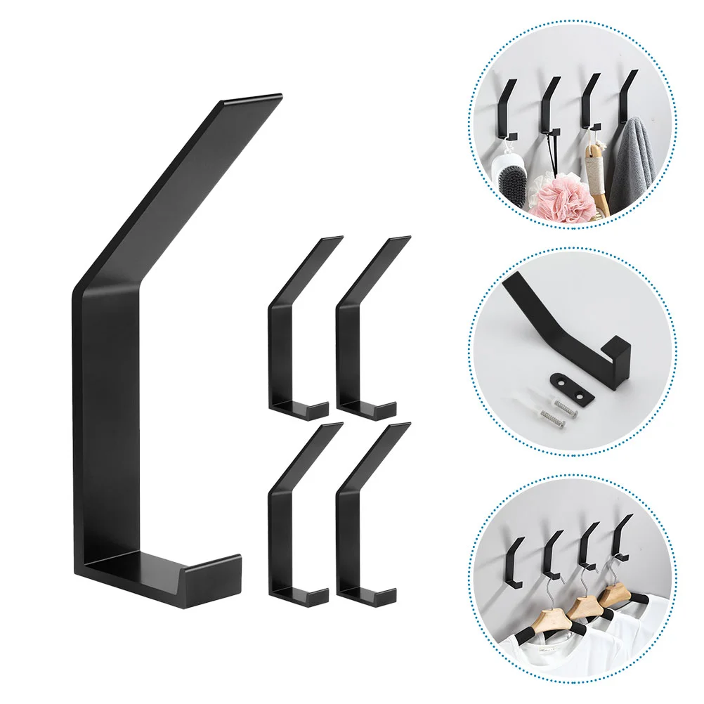 

5 Pcs Coat Rack Hooks Multipurpose Wall-mounted Hanger Clothes Kitchen Aluminum Alloy Multi-function Sundries Storage Metal