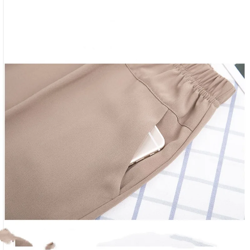 Summer Women's Elastic High Waist Solid Lace Embroidery Splice Straight Leg Trousers Fashion Elegant Casual Office Lady Pants
