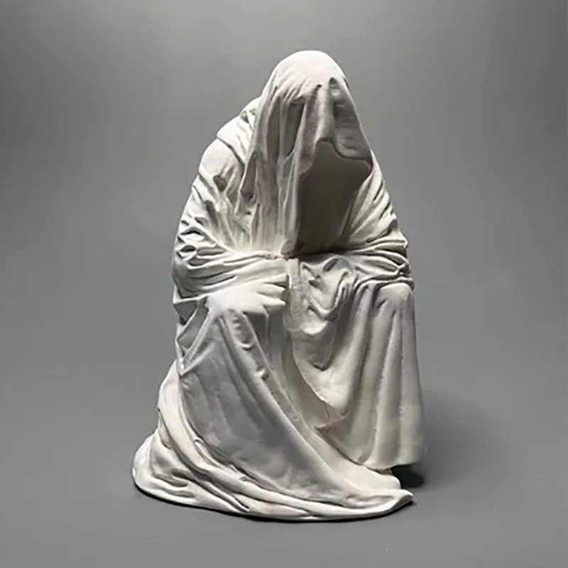 Ghost Wizard Death Robe Desktop, Creative Gypsum Sculpture Ornaments, Retro, Niche, Strange Party Gifts