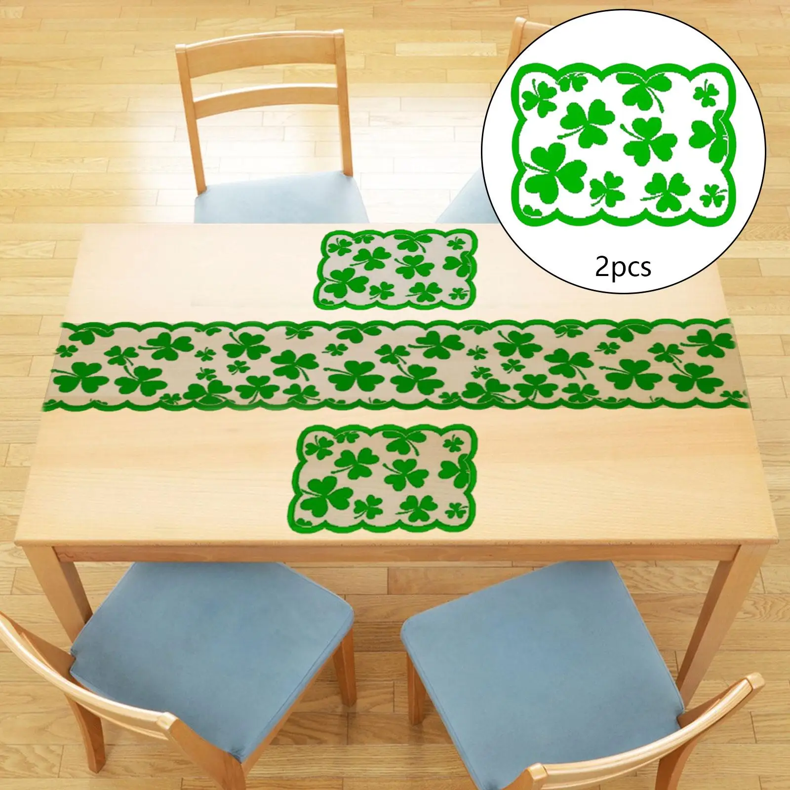 

2 Pieces Placemats Ornaments Durable ST Patricks Day Decorations Green Place Mats for Home Kitchen Indoor Dining Table Hotel