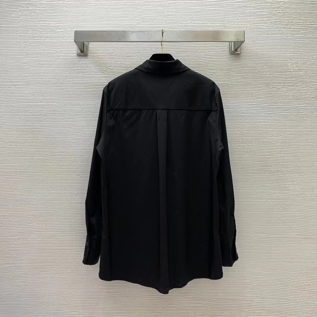 

Новинка 2024, женская модная универсальная рубашка с вышивкой и нагрудным карманом и длинным рукавом