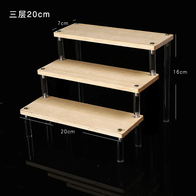 HERCHR Supports d'affichage Transparents en Acrylique, Lot de 3 Affichage Riser Acrylique Clair Étagères de Vitrine Présentoir pour Figurines, Bijoux, Gateau