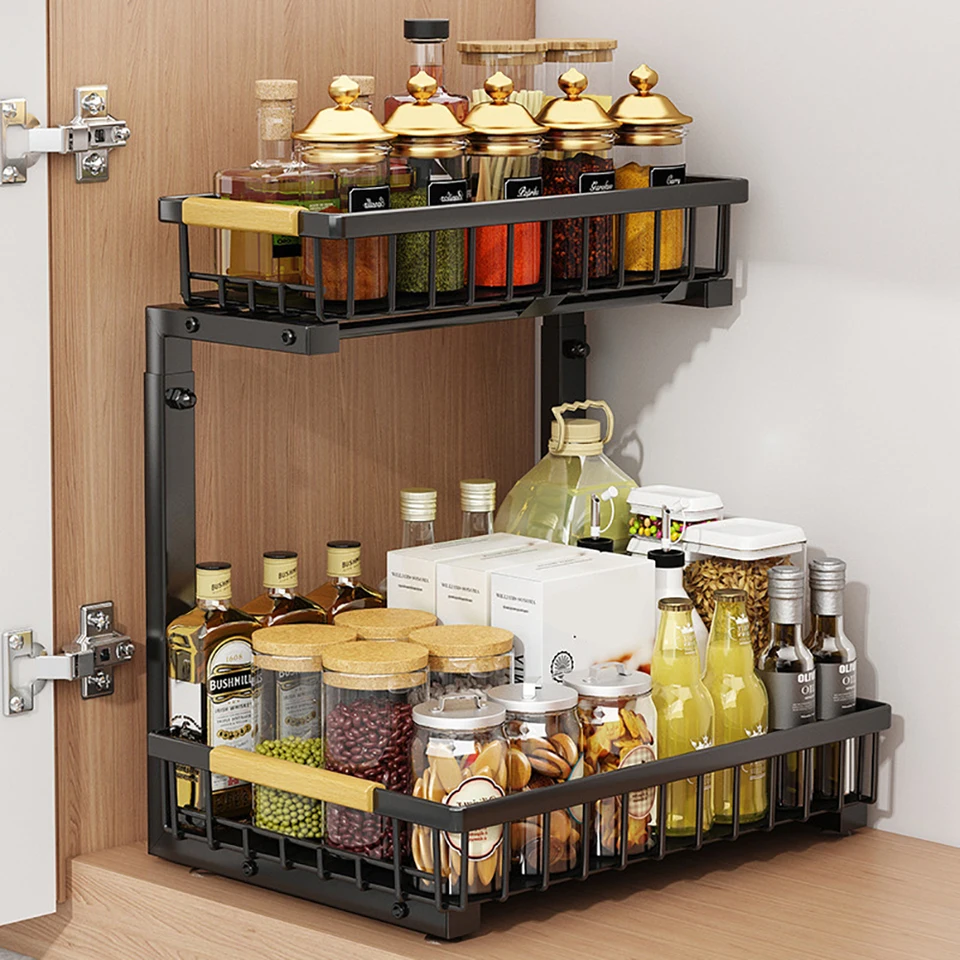 Sliding 2-Tier Under Sink Organizer for Cabinets