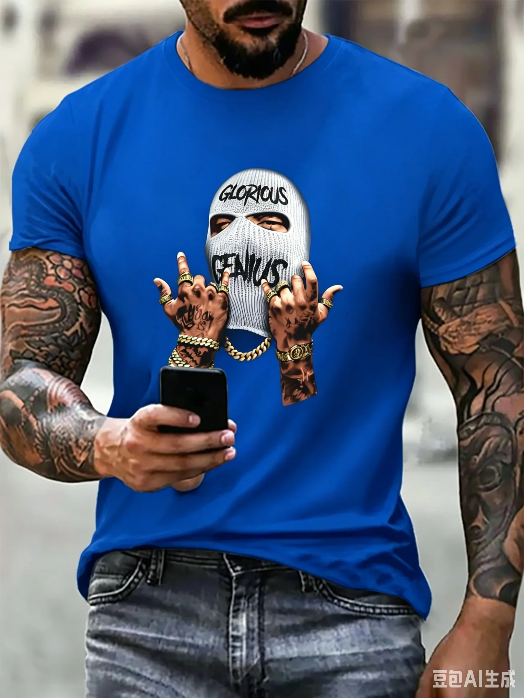 Vintage Hip-hop Style 3D Print T-shirt Trend Street Men's Crew Neck Tops Summer Tees Hot Sale Old School Tops Rap Star T Shirt 3