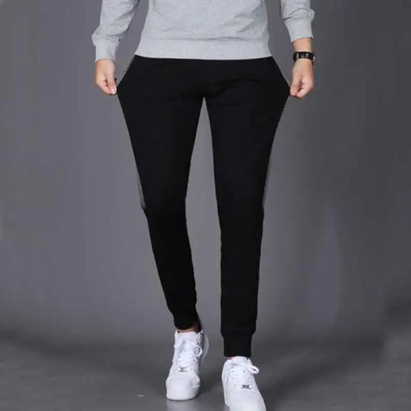 Trendy Versatile Spring Casual Pants Men Elastic Waist Contrasting Pockets Zippers Tie Feet Fashion Loose Sports Sweatpants 2024