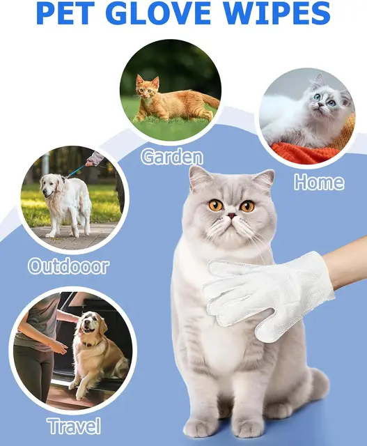 Cleaning Wipes Gloves for Dog and Cat,Pet Bathing Wipes Cleaning & Deodorizing,Dog Wipes for Body Paws Butt Daily Care,Cat Groom 6