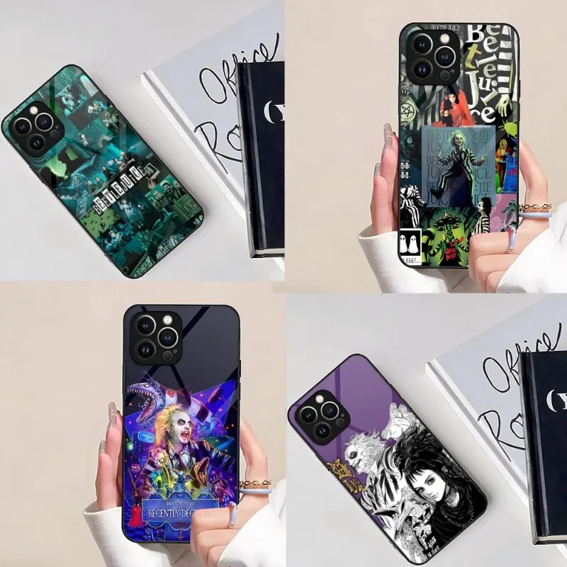 Beetlejuice-Funda De Teléfono Manual Para Iphone, Carcasa Trasera De Cristal Para Modelos 14 Pro, 12, 11, 13 Mini, Xr, Xs, X Max, 8, 7, 6 Plus, Se 202