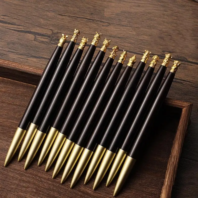 조디악 나무 재질 접이식 롤러볼 펜, 부드러운 필기감, 시그니처, 임원용, 비즈니스, 볼펜, 빈티지, 선물용 펜